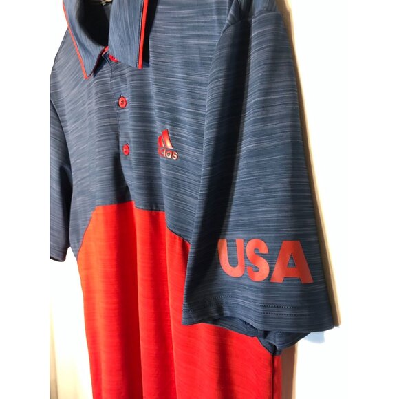 Adidas Mens Golf Polo Shirt USA Themed Size Small Colorblock Design Red/Navy Pol - Picture 5 of 11